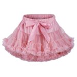 LACOFIA Girl's Tutu Skirt Kids Ruffle Layered Tulle Skirt Princess Tutu Pettiskirt Party Dance Bubble Mini Skirt Medium Pink M 5-7 Years