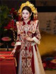 Large-sized Han Dynasty phoenix crown and red wedding dress a couple's luxury clothing