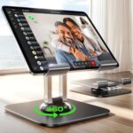 LISEN Tablet Stand Holder Fits iPad Stand for Desk 360° Adjustable Desk Accessories Foldable Must Have Office Accessories for iPad 10 Generation Fire HD 8 Samsung Lenovo Tab Other 4.7"-12.9" Device