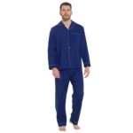 Lora Dora Strong Soul Mens Traditional 2 Piece Pyjamas, Plain Navy, M