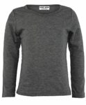 LUXE DIVA Girls Boy Kids Plain Basic Long Sleeve Round Neck T-Shirt Stretch School Tee Top 2-13 Years Charcoal