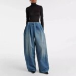 Luxury Flower Waist Jeans Women Spring Wide Leg Fall Street Fashion Casual Loose Pants Elastic Baggy Boyfriend Cotton Denim Lady