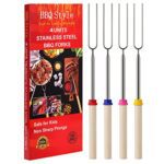 Marshmallow Toasting Forks, Telescoping Smores Sticks for Fire Pit, Marshmallow Roasting Sticks Barbecue Forks for Hotdog Hot Dog Bonfire Smores Skewers for Open Fire Pits Campfire Camping, 4 PCS