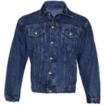Mens Denim Jacket Trucker Classic Bomber Jeans Biker Causal Vintage Workwear Tough Heavy Duty Western Style Stonewash Work Wear Coat (Blue/L)