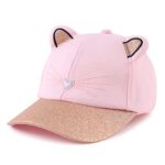 MniJiza Toddler Girls Baseball Cap Adjustable Kids Trucker Hats Girl Sun Hat for Spring Summer (4-8Y, Pink Cat)