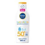 NIVEA SUN Kids Protect & Sensitive Sun Lotion (200ml) Sunscreen with SPF 50+, Kids Suncream for Sensitive Skin, Immediately Protects Against Sun Exposure