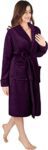 NY Threads Luxury Women’s Dressing Gown Super Soft Fleece Bath Robe Cozy Shawl Collar Loungewear and Nightwear, X-Large, Plum