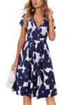 OUGES Women 2024 Summer Casual Dress V Neck Short Sleeve Ladies Spring Mothers Day Midi Dress(Floralz30-419,L)