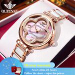 OUPINKE 3272 Top Brand Number Scale Quartz Watch For Women 50M Waterproof Ceramic Steel Strap Wristwatch Fashion Dress Watches