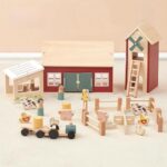 PairPear Wooden Farm Animal Toys, Kids Horse barn Playset with Farm Animals Figures and Tractor, Bran Farm Palyset Educational Stacking Learning Toys Gift for Girls Boys 3+