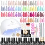PEACECOLOR Gel Nail Polish Set, 39 PCS Gel Nail Kit with U V Lamp 22+4 Colours White Pink Yellow Gels Polish Set with Base and Top Coat Manicure Tools Nail Salon Sets DIY at home Gifts for Women
