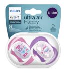 Philips Avent Ultra Air Pacifier, for 6-18m, Orthodontic & BPA-Free, 2 pcs, Including Sterilizer/Carrying Case, SCF080/04 Raspberry Pink and Purple