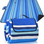 Picnic Blanket Waterproof,200x200 cm Extra Large Outdoor Padded Picnic Mat for Beach Camping, XL Soft Cotton Thick Foldable&Washable&Sandproof Travel Rug With Carrying Handle for Family,Hiking,Garden