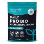 Probiotics for Gut Health - 90 Vegan Capsules (Not Tablets) for Bloating Relief - Supplements for Men & Women - Bio Cultures Complex with Lactobacillus Acidophilus - Nutravita