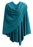 PULI Womens Cross Front Shawl Wraps Elegant Ponchos Finely Draped Knitted Cape Cardigan for Evening Dress Wedding Shawls