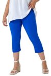 Roman Originals Plus Size Cropped Trousers for Women UK Ladies Curve Capri Leggings Summer Pants Short Crop Stretch 3/4 Length Three Quarter Pedal Pusher Clothes Elasticated - Royal Blue - Size 26