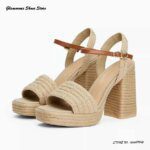 Rope Block Heel Platform Sandals Women's Square Open Toe High Heels Casual Shoes Summer Bohemian Resort Beachwear Modern Sandals
