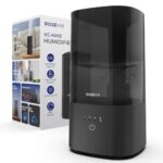 Rosekm Humidifiers for Bedroom, Cool Mist Humidifier for Home Plant and Baby Nursery, Quiet Ultrasonic Humidifier with 360° Nozzle, Auto Shut-Off, Filterless, Black
