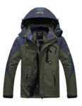 R RUNVEL Mens Coats Winter Waterproof Jackets Parka Fleece Softsell Warm Outdoor Rain Hiking Ski Work Fishing Padded Jackets with Hoods, Olive Green (Fleece) 2019, UK L, fit chest 40-41