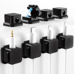 Samton [8 Pack] Cable Tidy Clips, Magnetic Cord Organiser Cable Wire Charger Holder Self Adhesive, Stick on Cable Management Tidy for Desk Phone Charging, USB, HDMI, Audio, PC, Office, Home - Black
