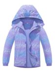 SERENYOU Girls Waterproof Jacket Kids Fleece Lined Raincoat Girl Windbreaker Girls' Rain Coat with Removable Hood Style 4 UK:9-10 Years(manufacturers's size: 140)