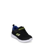 Skechers Skech-Stepz 2.0 Mini Wanderer Sneaker, Black Textile/Synthetic/Blue & Lime Trim, 11 UK Child