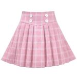 Sunny Fashion Girls Skirt Pink Grid Check Plaid Pleated School Tennis Mini Casual Age 9-10 Years