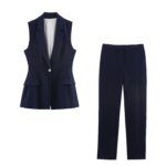 SuperAen European and American Women's 2025 Summer New Fashion Solid-color Slimming Vest High-waisted Long Pants Two Pieces Sets