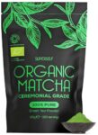 SuperSelf Organic Matcha Powder - Ceremonial Grade & 100% Pure - Smooth Taste & Vibrant Green - Macha for Straight Tea, Lattes, Baking - Certified Organic - Japanese Stone Ground Method - Large 120g