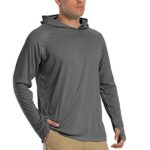 TACVASEN UV Hoodies Mens Summer Sun Protection Shirts with Hood Rashguard Long Sleeve Tops Cycling Hoodies Lightweight T-Shirts Grey