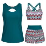 Tankini with Shorts, 3 Piece Tankini Swimsuit for Women Swimwear Tank Top with Bikini Top Boyshort Set