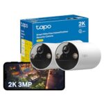 Tapo C410 (2-Pack) 2K Battery Security Camera Outdoor Wireless, Indoor & Outdoor CCTV Camera, Colour Night Vision, No Monthly Fee, AI Detection, IP65 Weatherproof, Works with Alexa & Google