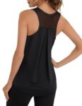 Terecey Women Workout Tank Top Gym Yoga Loose Fit Mesh Panel Racerback Vest Tops Quick Dry Sleeveless Summer Shirts, Black L