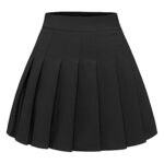 Timormode Pleated Skirt for Women Short High Waist Skirt Tennis School Skirt TMBZQ09 Black L
