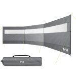 Trail Steel 4 Pole Windbreak with Window, 5m x 1.4m Windbreaker Sun Shelter Privacy Screen for Outdoor Camping Festival Garden with Guy Lines, Pegs and Carry Bag (Grey)