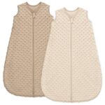 Unnivoll Baby Sleeping Bag 1.5 Tog with Plush Dots Sleep Bag 2 Pack Baby Sleep Sack Wearable Blanket for Newborn Infant 0-6 Months Coffee
