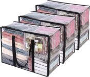 Vieshful 3 Pack Clear Comforter Storage Bag, 40L Clothes Storage Bag with Zipper Closet Organizer, Plastic Storage Containers Moving bags for Comforter, Blanket, Bedding, Duvet, Toys