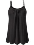 Vislivin Camisole Tank Tops for Women Built in Bra Cami Pleated Loose Fit Vest Top Casual Flowy Adjustable Strap S-XXXXL Black-XL