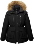 Wantdo Women's Plus Size Winter Coat Water-Repllent Puffer Jacket Warm Thicken Parka Overcoat with Removable Fur Hood Black 22