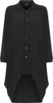 WearAll® Women's Plus Batwing Shirt Dress Long Sleeve Dip Hem Hi Lo Button Collar Ladies - Black - 20-22