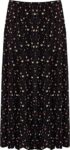 WearAll Women's Plus Floral Print Skirt Elasticated Stretch Waist Midi Length - Black - 28-30