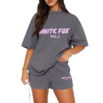Womens Tracksuit Set Summer Summer 2 Piece Outfits Causal Oversized Loose T-Shirt & Shorts, Short Sleeve Workout Top & Bottom Tracksuits Jogger Loungewear Sets Gym Activewear Dark Gray S