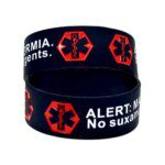 25 Pcs Alert Malignant Hyperthermia Silicone Bracelet 1 Inch Wide Medical Bangle Black
