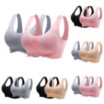 2 Pack Set Sports Bra Warehouse UK Deals Lace Seamless Underwear without Steel Ring Gathering Breasts Bras Push Up Wirefree Workout Bra Full Coverage Running Bralettes Lightweight Underwear