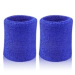 2 PCS Sports Sweat Bands, Soft Cotton Wristbands for Men and Women, Elastic Wrist Bands, 8cm Bule Sweatbands, Thick Sports Wristbands for Running, Basketball, Baseball, Tennis