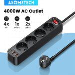 4000W EU Power Strip PD QC3.0 USB Fast Charger Smart Home Socket Overload Protection 3 USB Port Multiple USB C Extension Socket