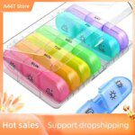 A44T 2X Pill Box 7 Days Organizer 21 Grids 3 Times One Day Portable Travel With Large Compartments For Vitamins Medicine,B