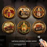 American Country Wall Art, Beer Bottle Cap Design, LED Light Wall Décor, Pub Wall Decoration, Iron Art Ornament