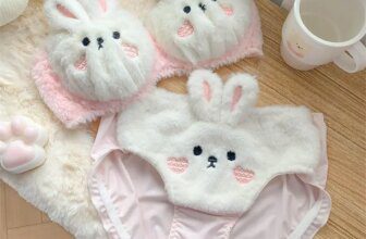 Autumn Winter Kawaii Lolita Bra and Panty Set Sexy Cute Plush Bunny Cartoon Underwear Women Sweet Bear Ears Lingerie Briefs Set