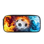 Biyejit Red Blue Fire Football Pencil Cases Soccer Big Storage Pencil Bag Pen Pouch for Boys Girls Teenage, Office School Stationary Organiser Supplies Makeup Bag